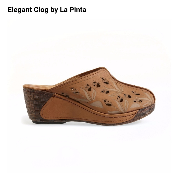 La Pinta Shoes - La Pinta Elegant Laser Cut Clogs 38